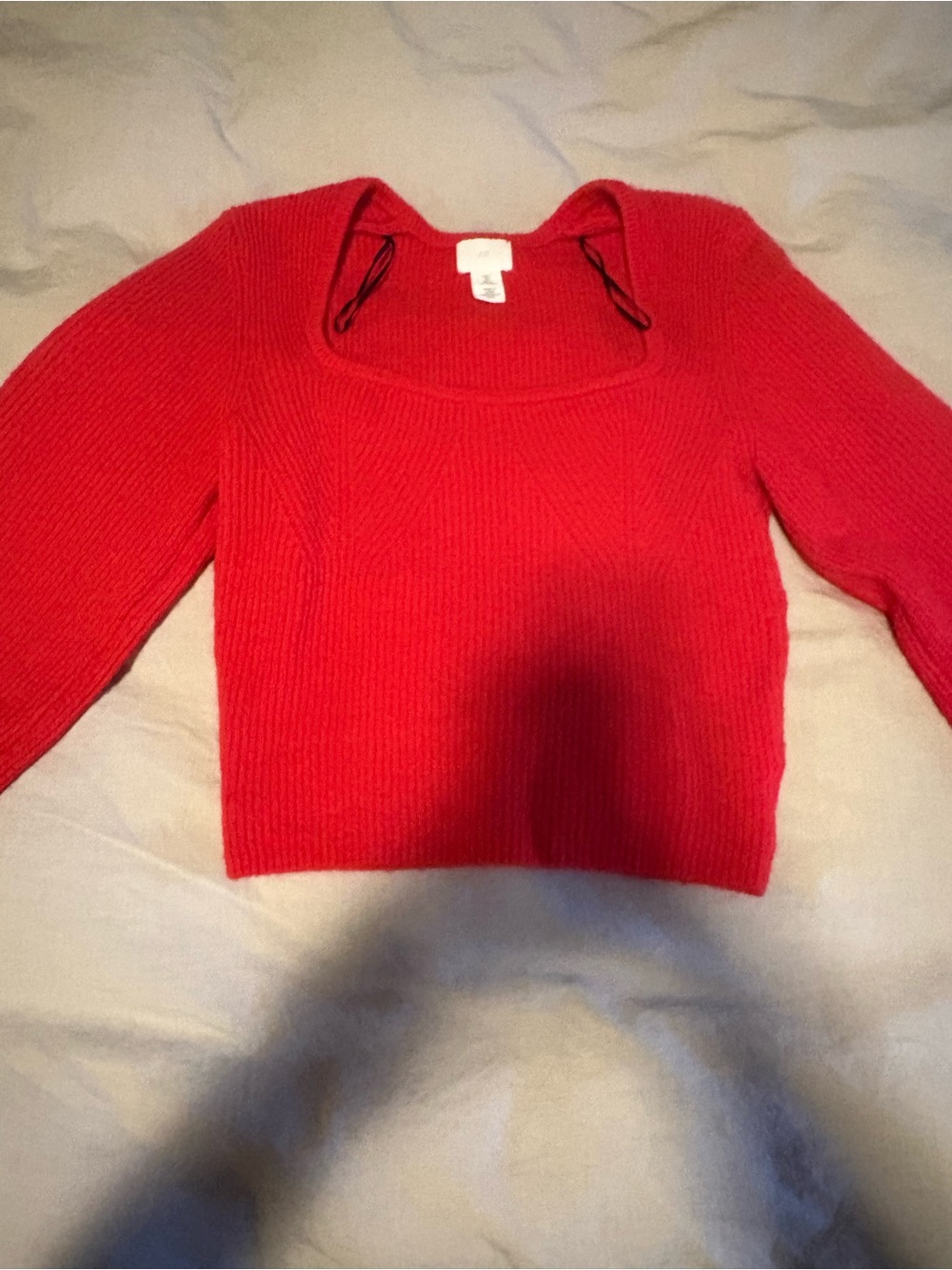 H&M Red Square-Neck Ribbed Knit Sweater - Picture 5 of 10